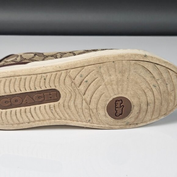 Coach Khaki Signature Jacquard Clip Low Top high Line Sneaker size 8 - Picture 10 of 16